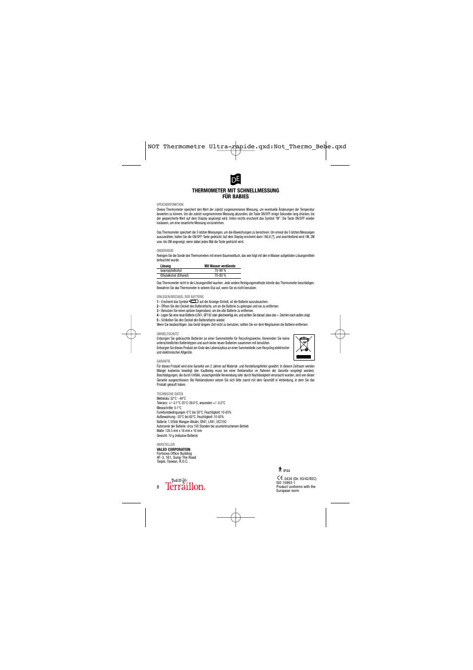 Terraillon Thermo Ultra Rapide User Manual | Page 9 / 18