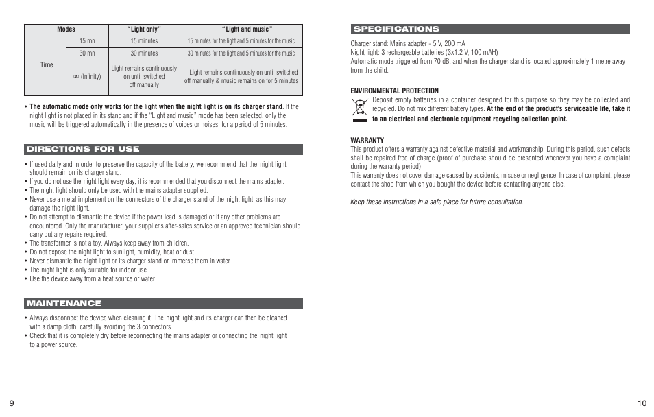 Terraillon Veilleuse Colors Anis User Manual | Page 7 / 22