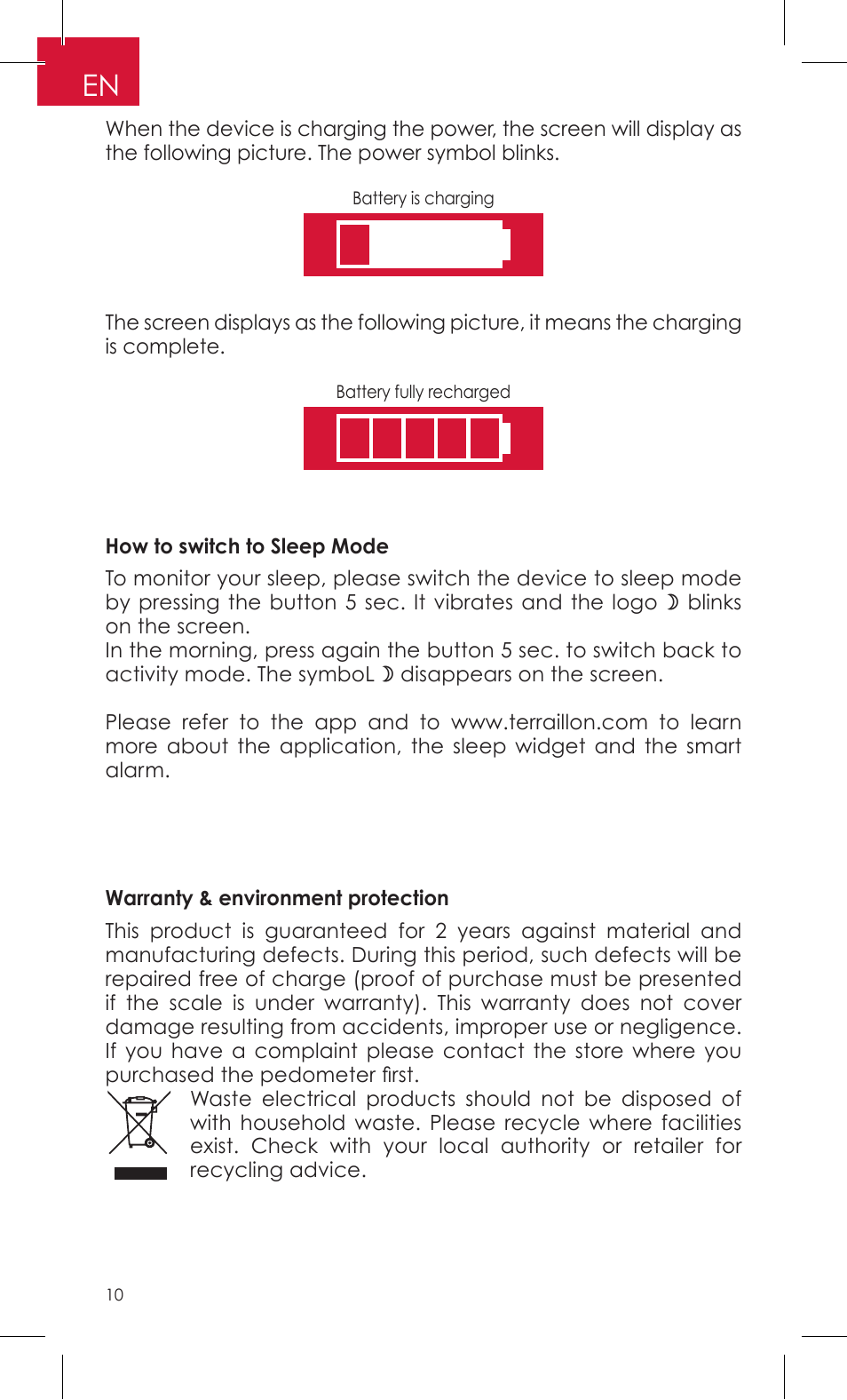 Terraillon Activi-T Band User Manual | Page 10 / 32