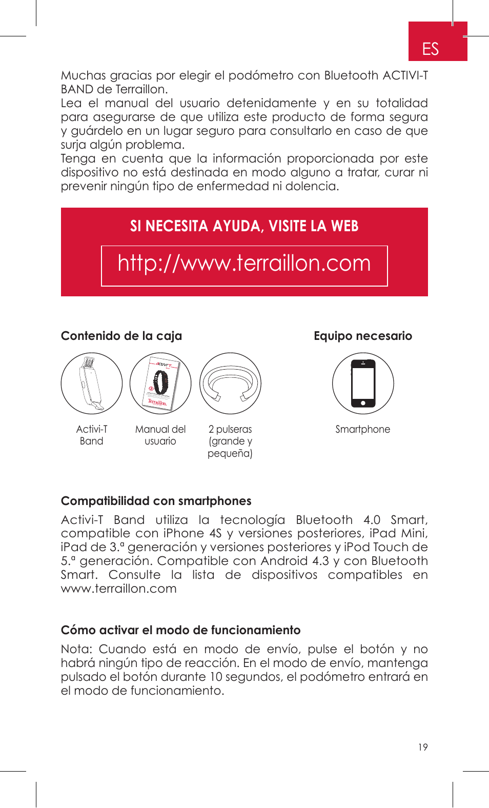 Si necesita ayuda, visite la web | Terraillon Activi-T Band User Manual | Page 19 / 32