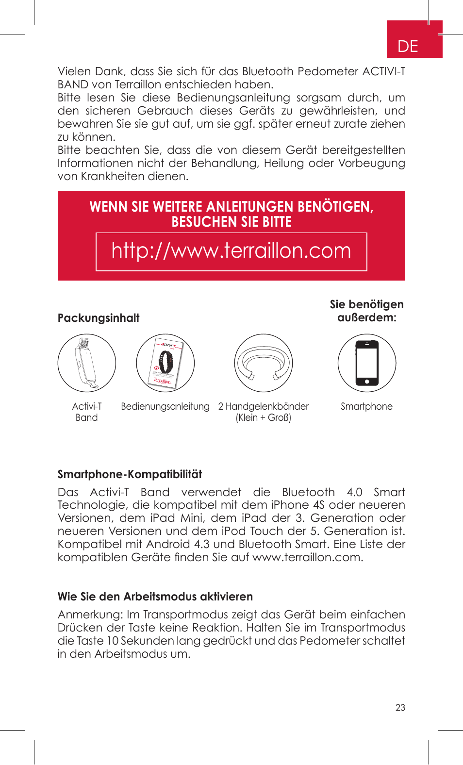 Terraillon Activi-T Band User Manual | Page 23 / 32