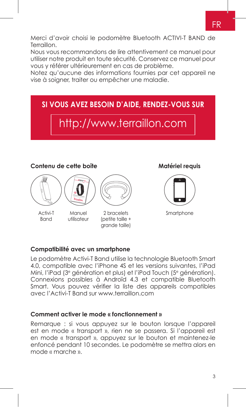 Si vous avez besoin d’aide, rendez-vous sur | Terraillon Activi-T Band User Manual | Page 3 / 32