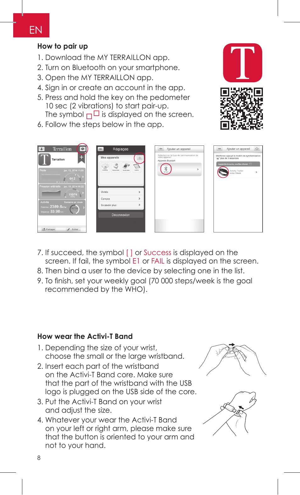 Terraillon Activi-T Band User Manual | Page 8 / 32