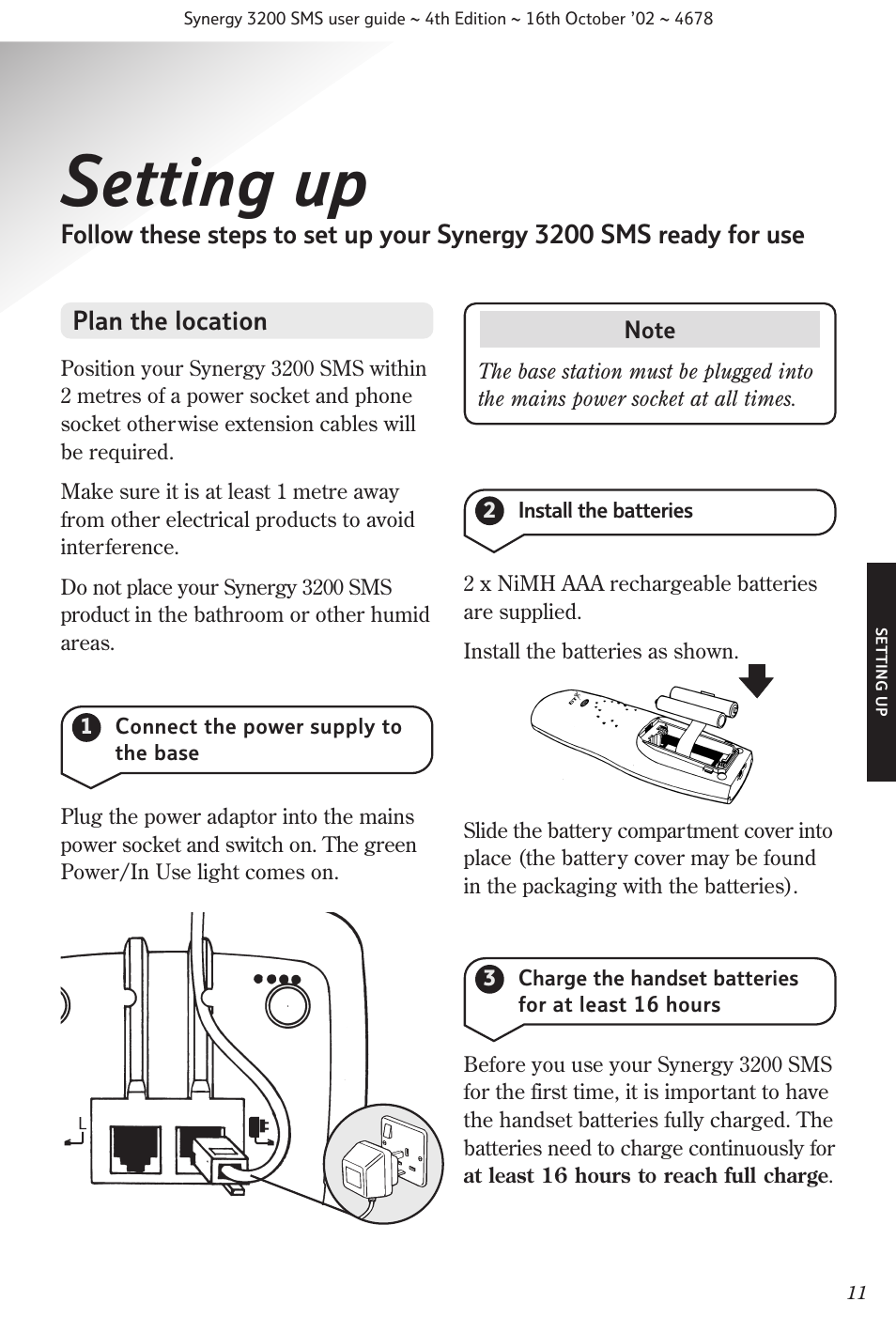 Setting up | BT 3200 SMS User Manual | Page 13 / 48