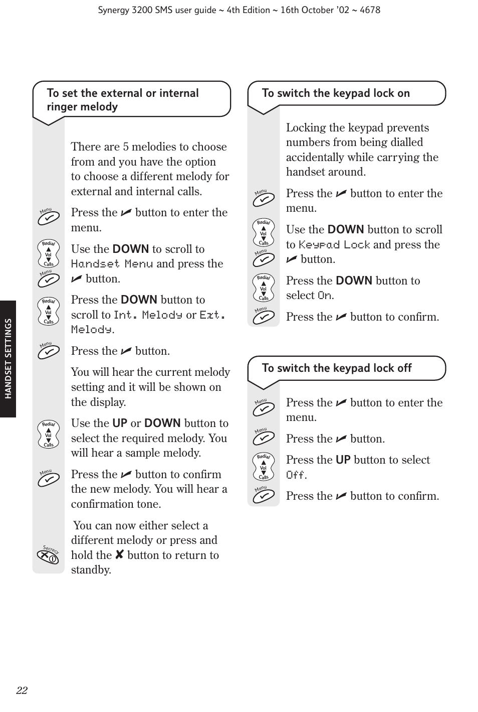 Button to return to standby | BT 3200 SMS User Manual | Page 24 / 48