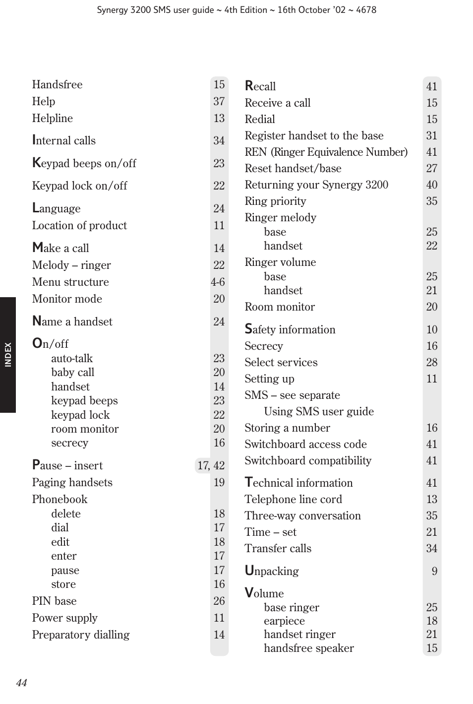 BT 3200 SMS User Manual | Page 46 / 48