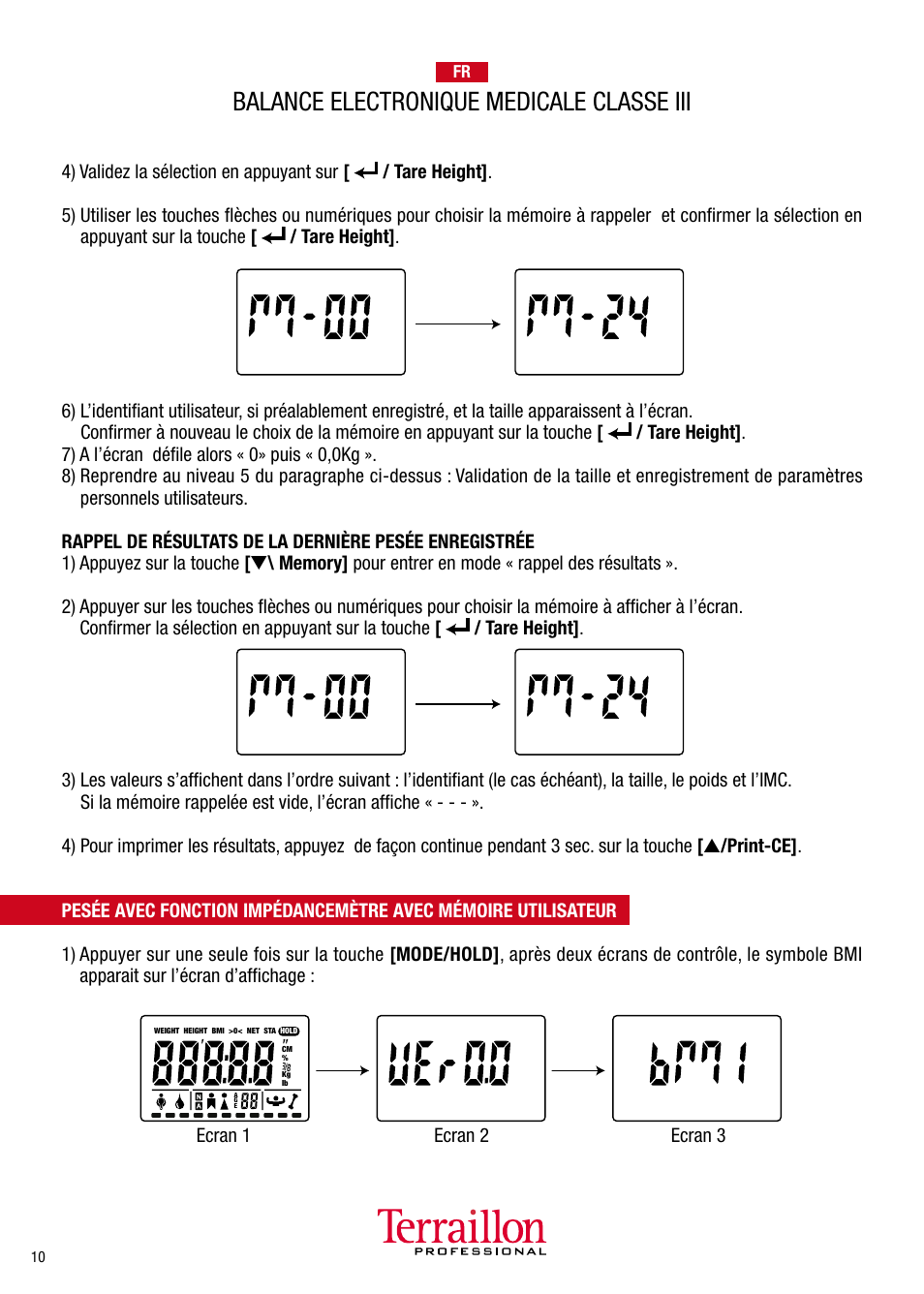 Balance electronique medicale classe iii | Terraillon TPRO 6300 User Manual | Page 10 / 46