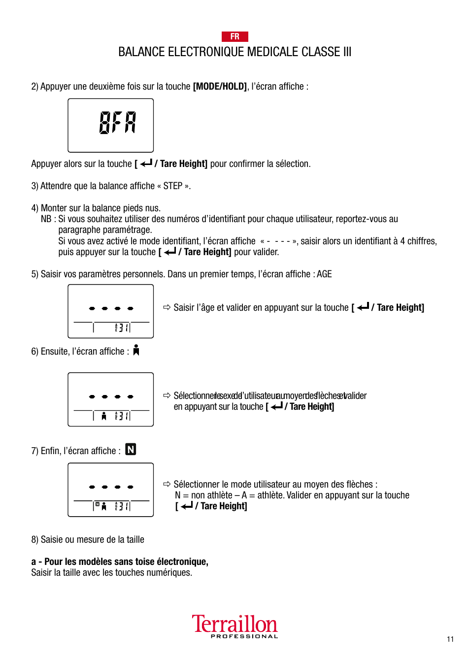 Balance electronique medicale classe iii | Terraillon TPRO 6300 User Manual | Page 11 / 46