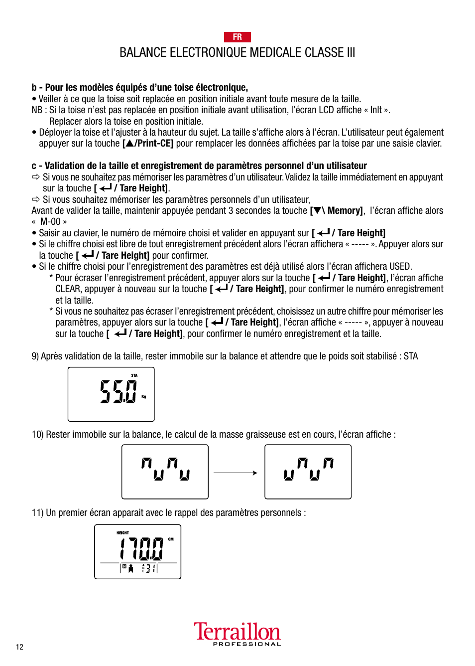 Balance electronique medicale classe iii | Terraillon TPRO 6300 User Manual | Page 12 / 46