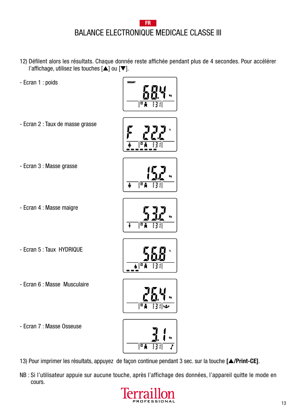 Balance electronique medicale classe iii | Terraillon TPRO 6300 User Manual | Page 13 / 46