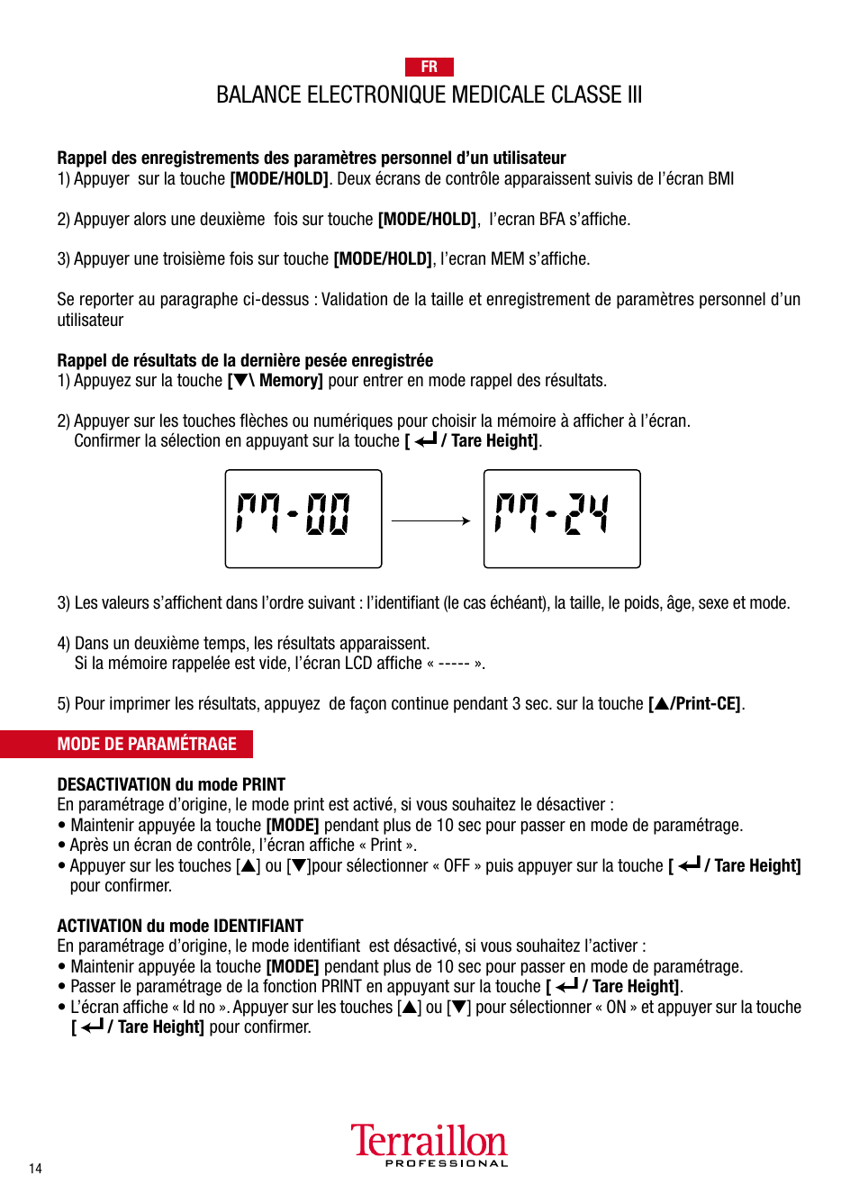 Balance electronique medicale classe iii | Terraillon TPRO 6300 User Manual | Page 14 / 46