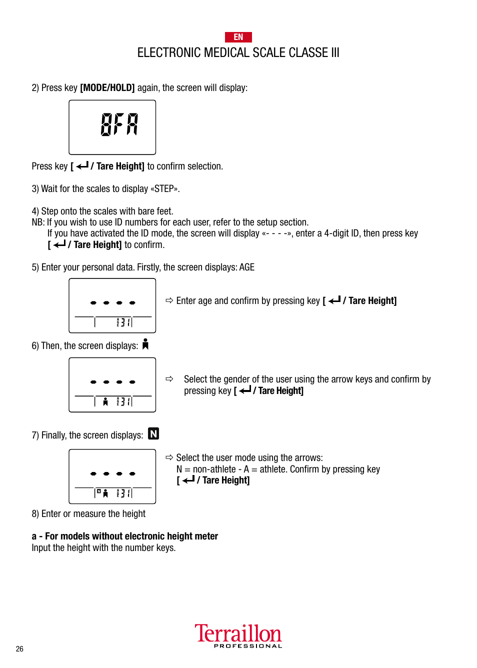 Electronic medical scale classe iii | Terraillon TPRO 6300 User Manual | Page 26 / 46