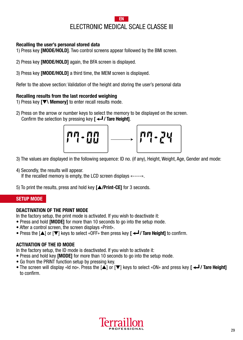 Electronic medical scale classe iii | Terraillon TPRO 6300 User Manual | Page 29 / 46