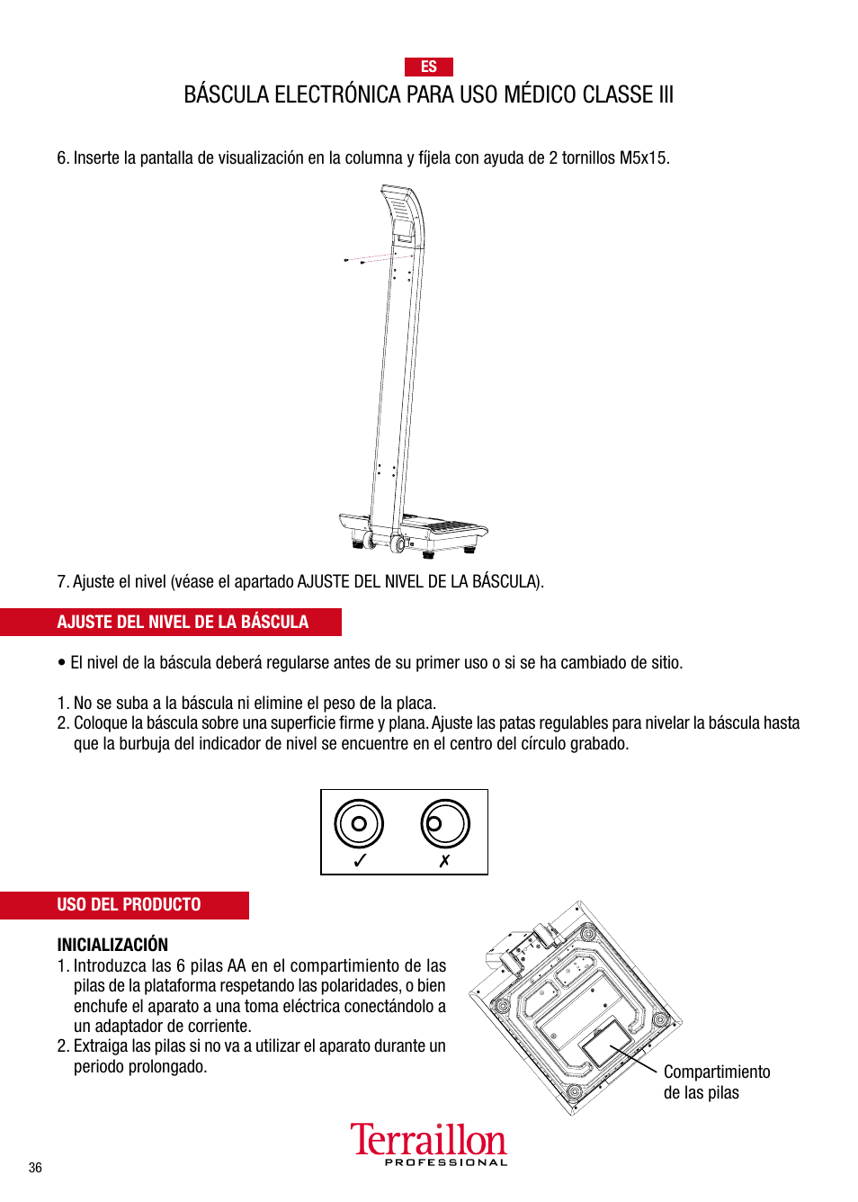 Báscula electrónica para uso médico classe iii | Terraillon TPRO 6300 User Manual | Page 36 / 46