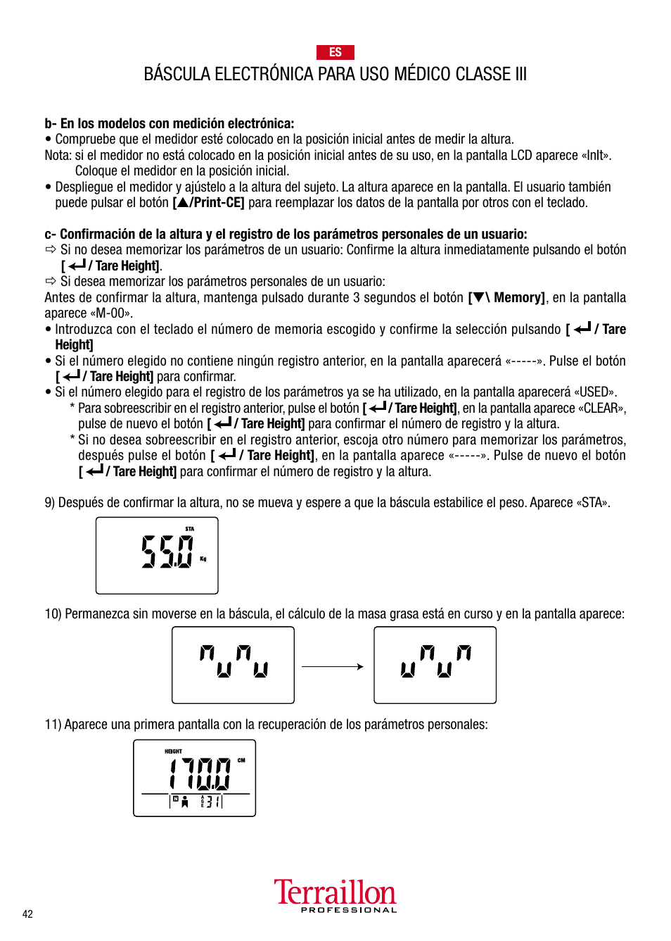 Báscula electrónica para uso médico classe iii | Terraillon TPRO 6300 User Manual | Page 42 / 46