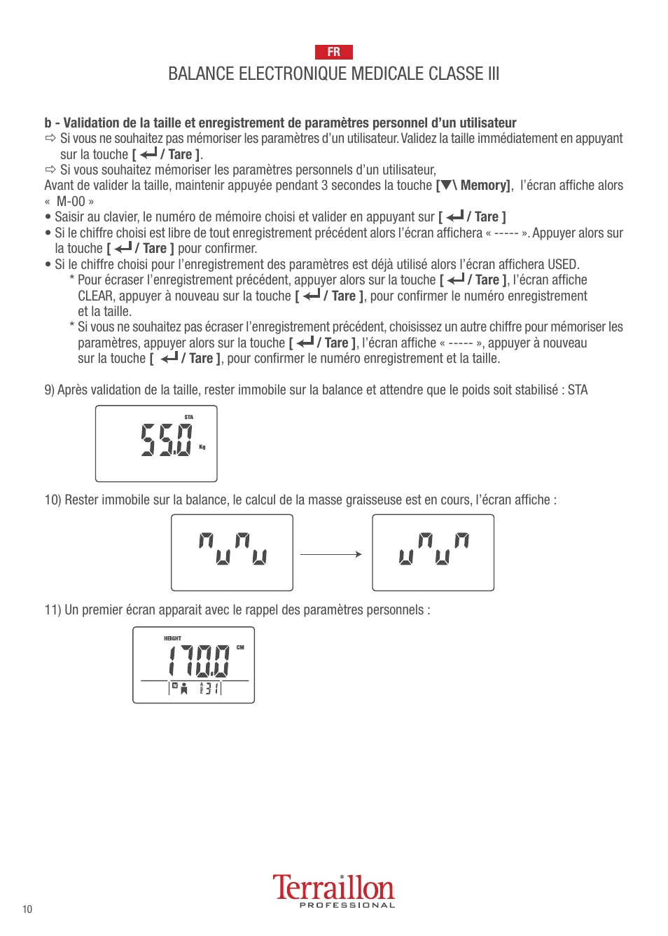 Balance electronique medicale classe iii | Terraillon TPRO 6200 User Manual | Page 10 / 40