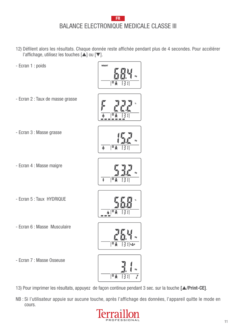 Balance electronique medicale classe iii | Terraillon TPRO 6200 User Manual | Page 11 / 40