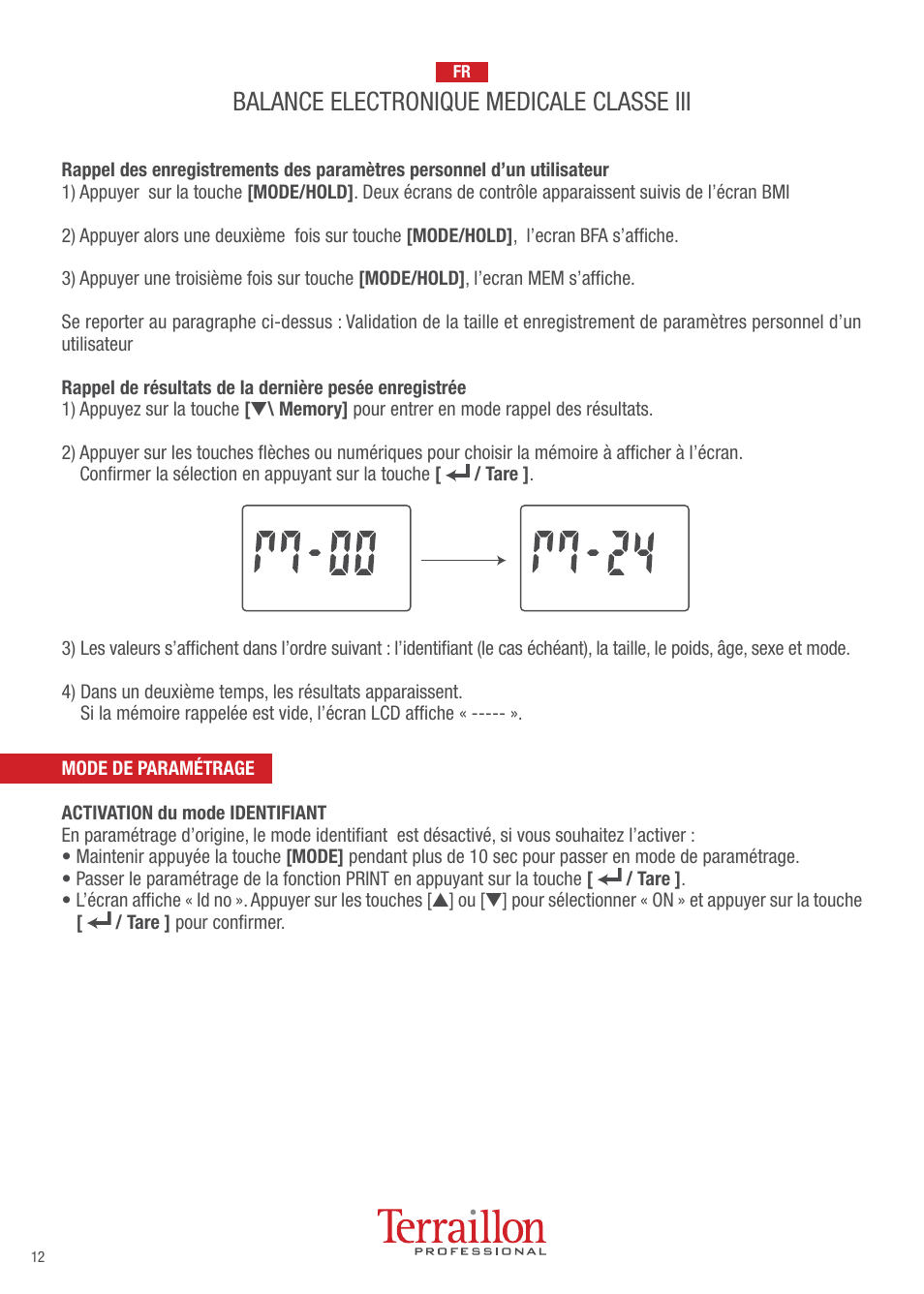 Balance electronique medicale classe iii | Terraillon TPRO 6200 User Manual | Page 12 / 40