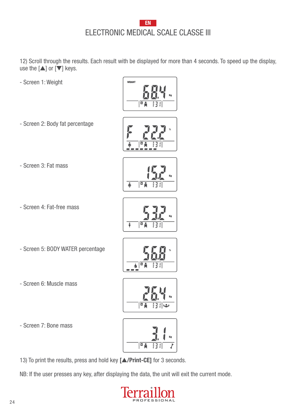 Electronic medical scale classe iii, Fr en | Terraillon TPRO 6200 User Manual | Page 24 / 40