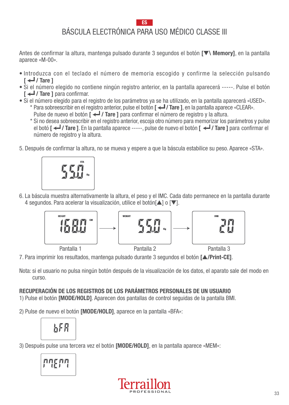 Terraillon TPRO 6200 User Manual | Page 33 / 40