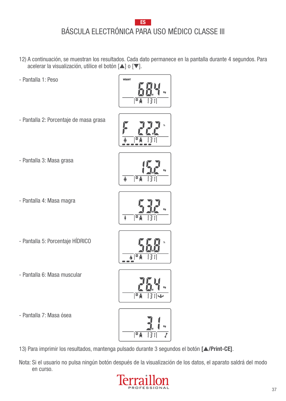 Acelerar  .ota en curso, Fr es | Terraillon TPRO 6200 User Manual | Page 37 / 40