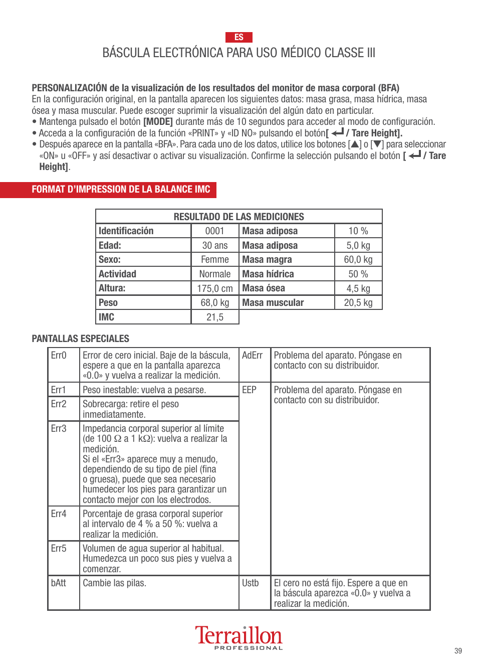 Terraillon TPRO 6200 User Manual | Page 39 / 40