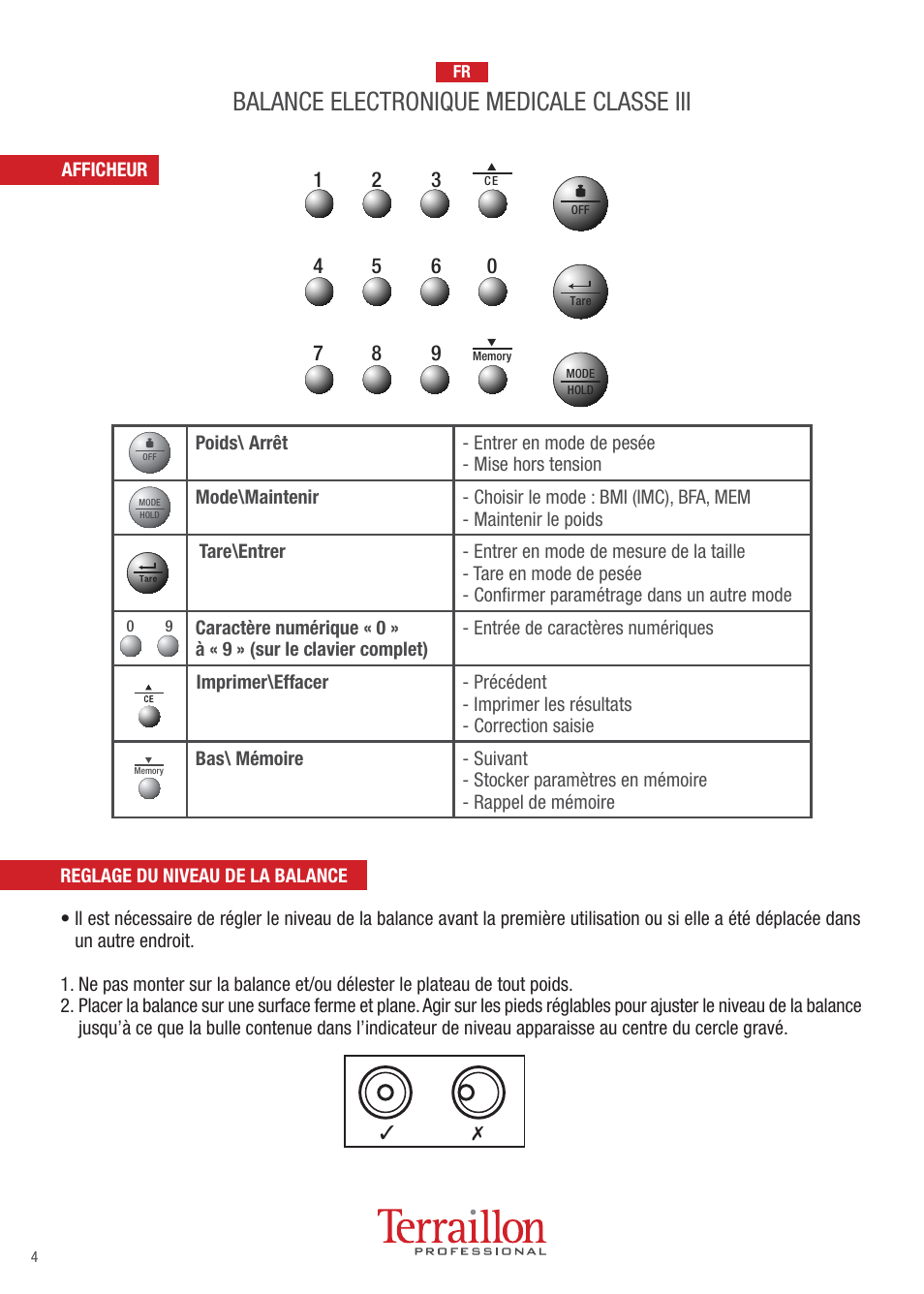 Balance electronique medicale classe iii | Terraillon TPRO 6200 User Manual | Page 4 / 40