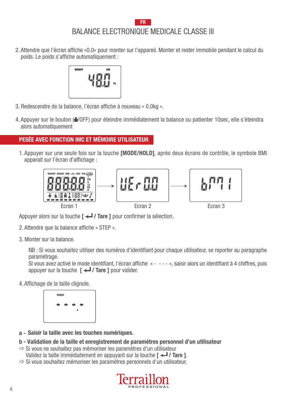 Balance electronique medicale classe iii | Terraillon TPRO 6200 User Manual | Page 6 / 40