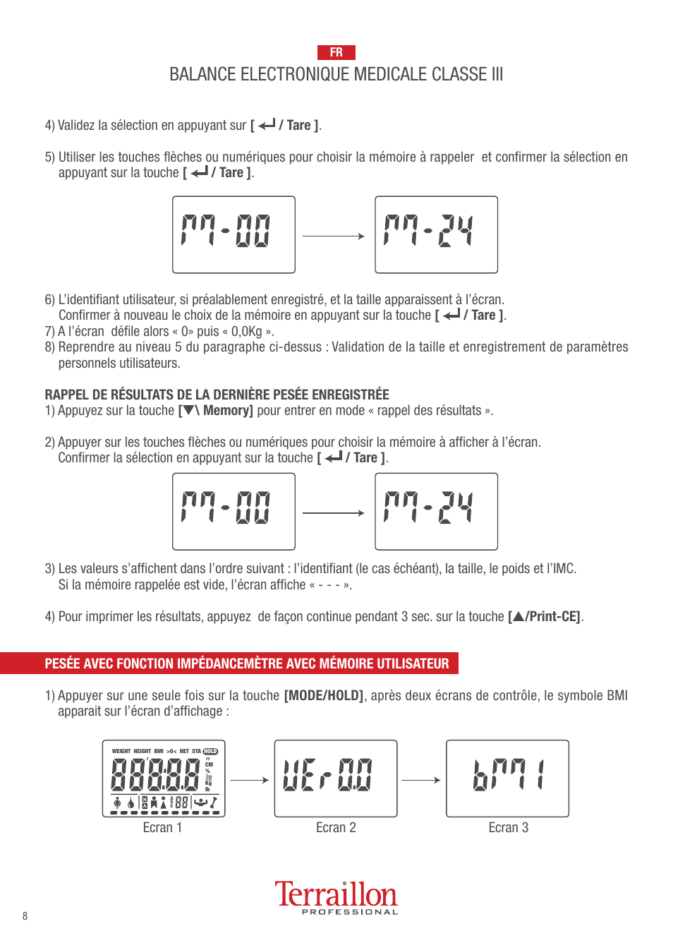 Balance electronique medicale classe iii | Terraillon TPRO 6200 User Manual | Page 8 / 40