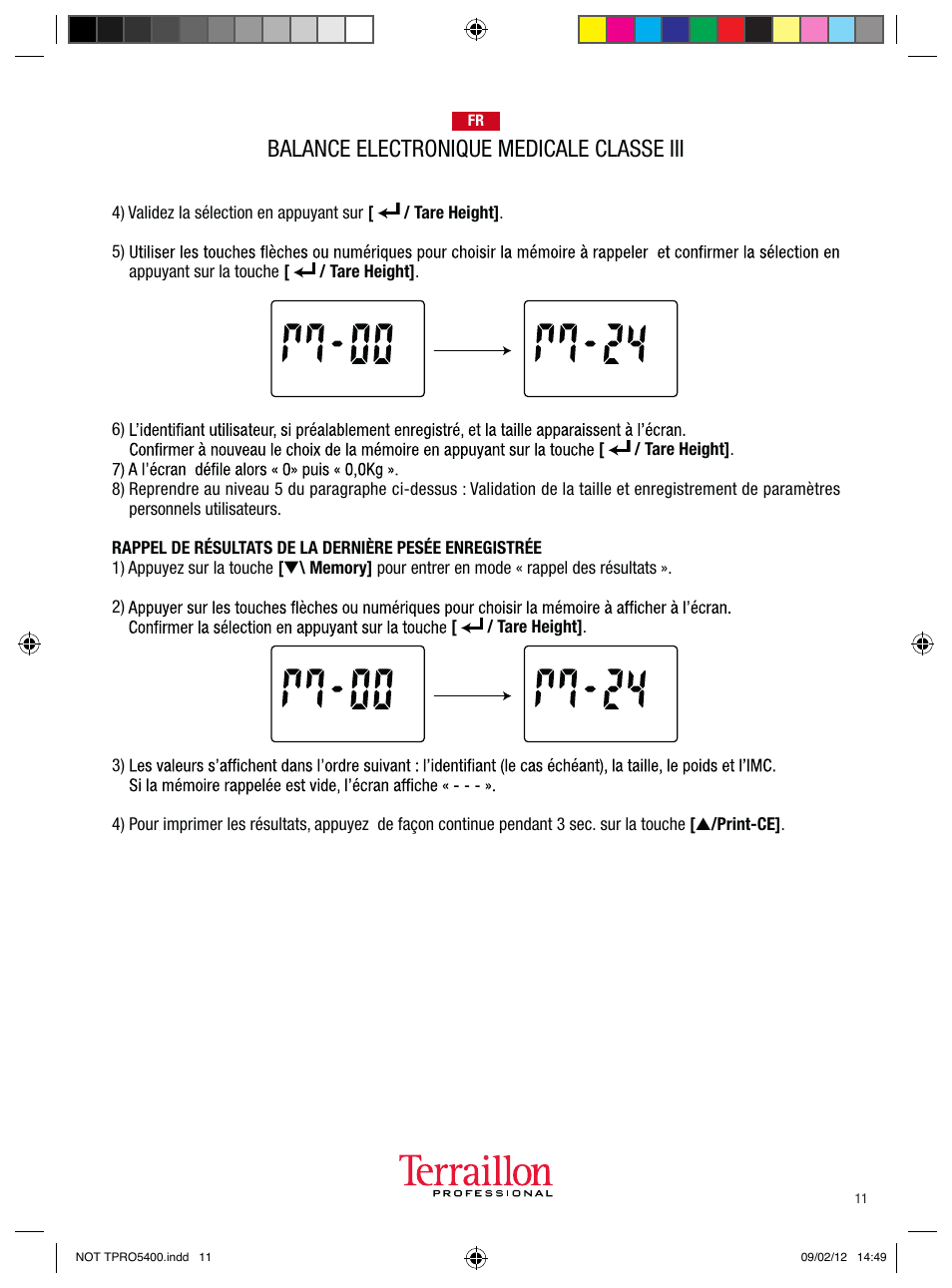 Balance electronique medicale classe iii | Terraillon TPRO 5400 User Manual | Page 11 / 34