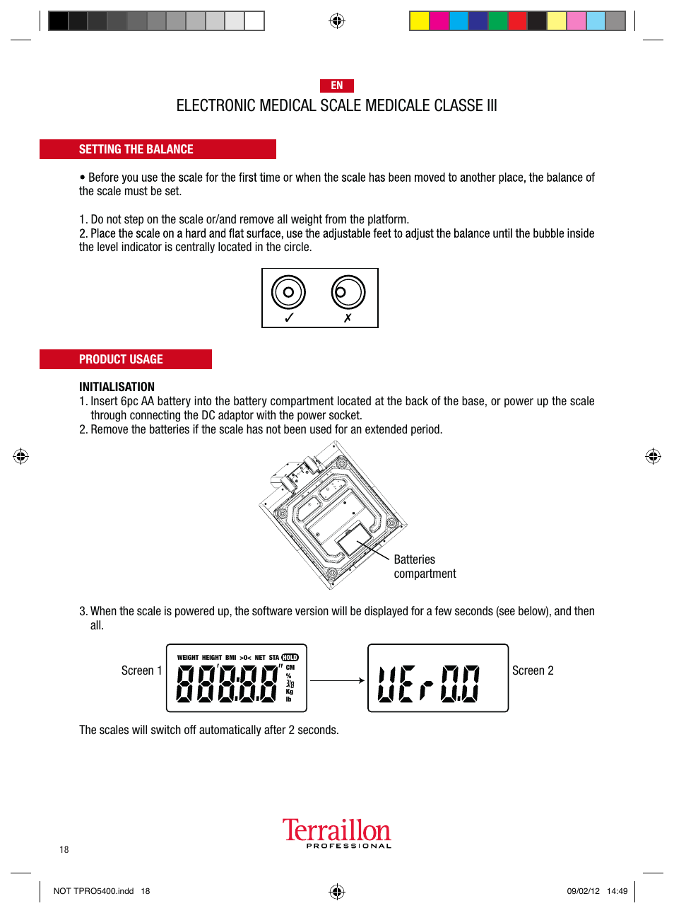 Electronic medical scale medicale classe iii | Terraillon TPRO 5400 User Manual | Page 18 / 34