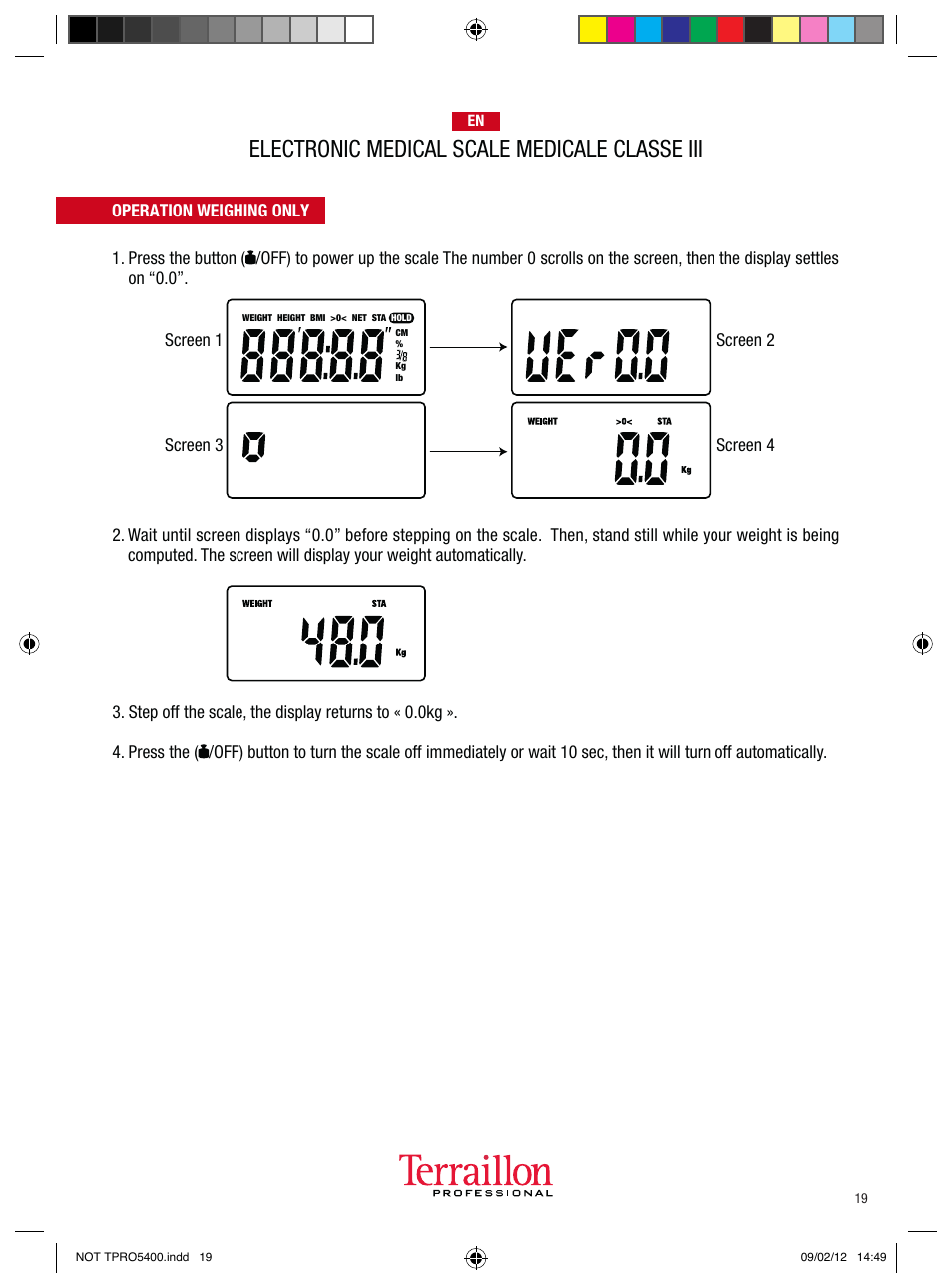 Electronic medical scale medicale classe iii | Terraillon TPRO 5400 User Manual | Page 19 / 34