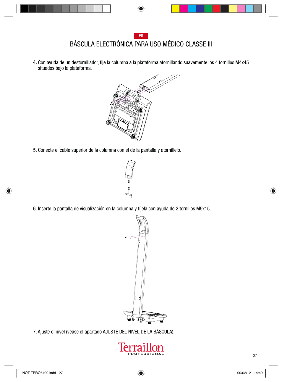 Báscula electrónica para uso médico classe iii | Terraillon TPRO 5400 User Manual | Page 27 / 34