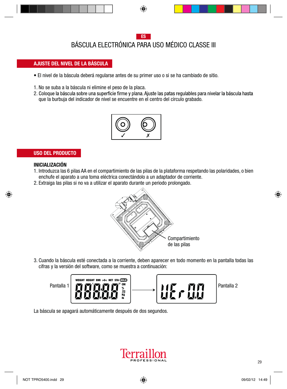 Báscula electrónica para uso médico classe iii | Terraillon TPRO 5400 User Manual | Page 29 / 34