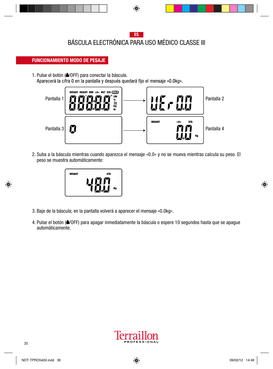 Báscula electrónica para uso médico classe iii | Terraillon TPRO 5400 User Manual | Page 30 / 34