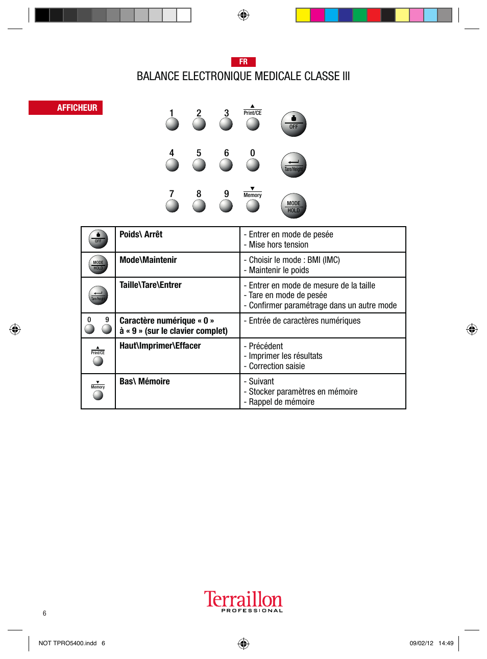 Balance electronique medicale classe iii | Terraillon TPRO 5400 User Manual | Page 6 / 34