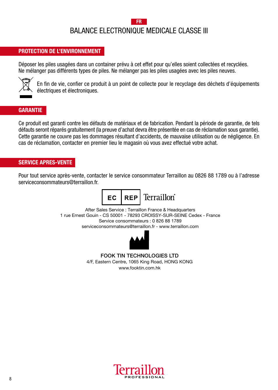 Balance electronique medicale classe iii | Terraillon TPRO 5300 User Manual | Page 8 / 22