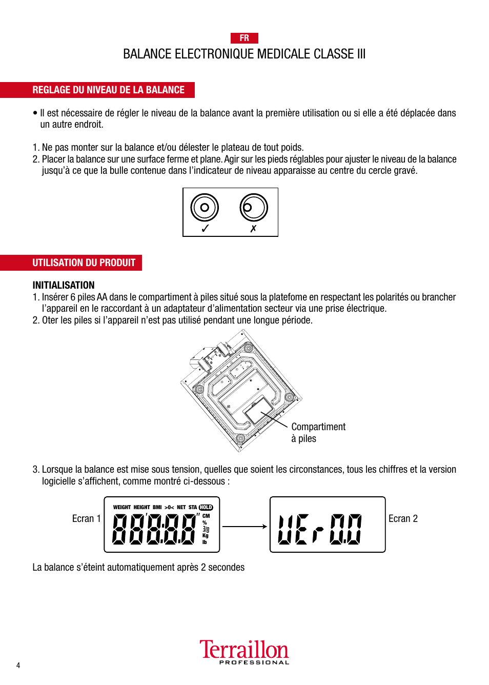 Balance electronique medicale classe iii | Terraillon TPRO 5200 User Manual | Page 4 / 16