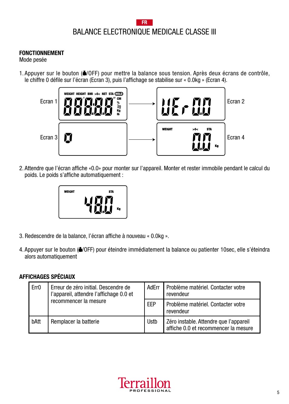 Balance electronique medicale classe iii | Terraillon TPRO 5200 User Manual | Page 5 / 16