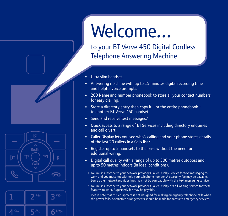 Welcome | BT verve 450 User Manual | Page 2 / 80