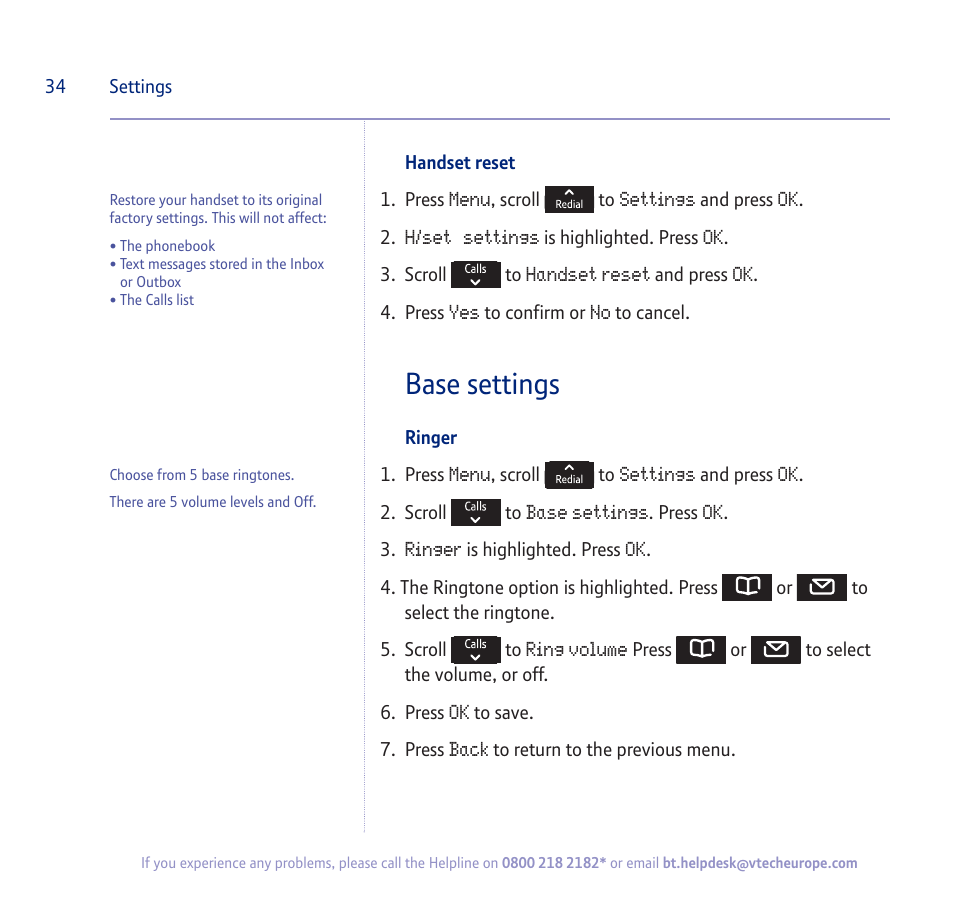 Base settings | BT verve 450 User Manual | Page 34 / 80