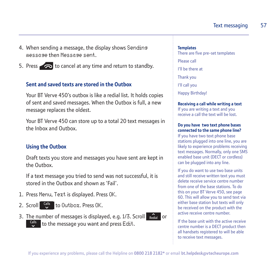 BT verve 450 User Manual | Page 57 / 80