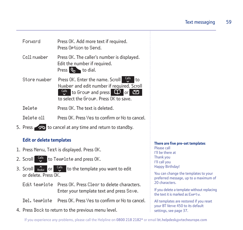 BT verve 450 User Manual | Page 59 / 80