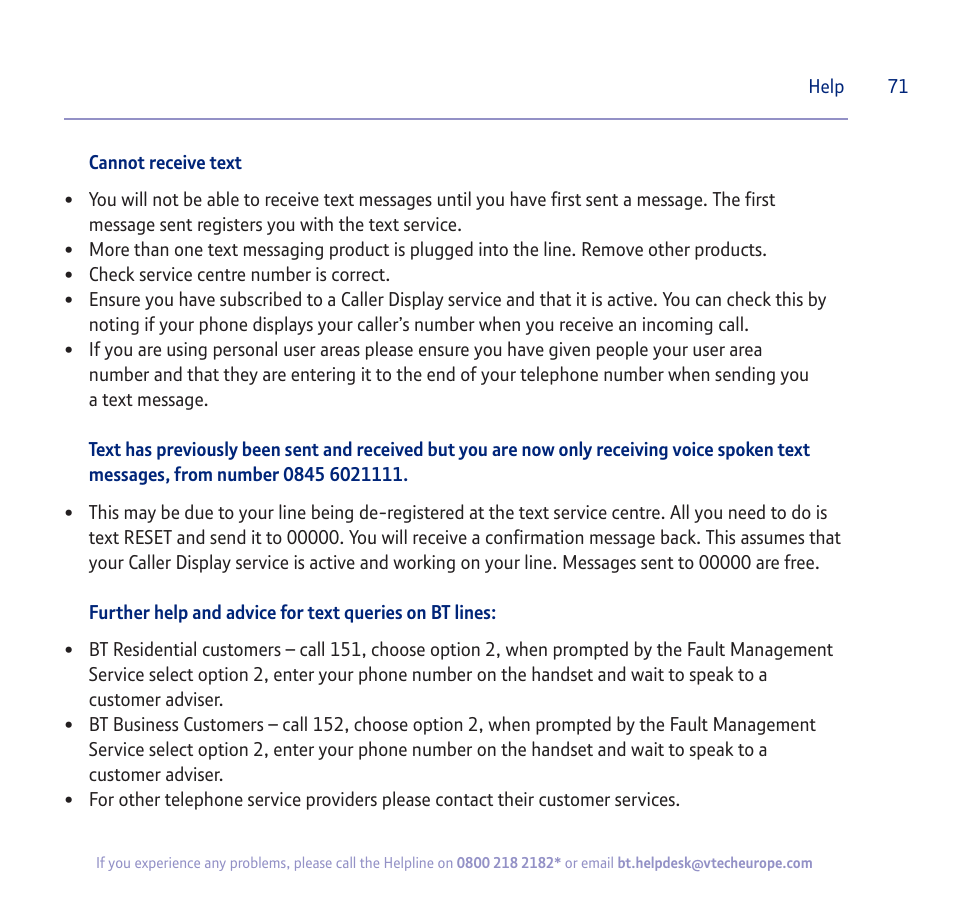 BT verve 450 User Manual | Page 71 / 80