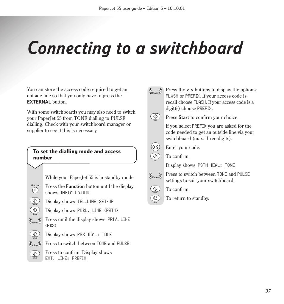 Connecting to a switchboard | BT 55 User Manual | Page 39 / 56
