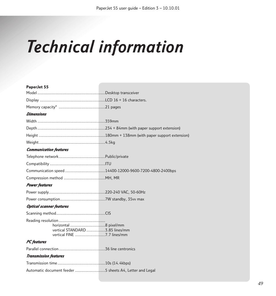 Technical information | BT 55 User Manual | Page 51 / 56