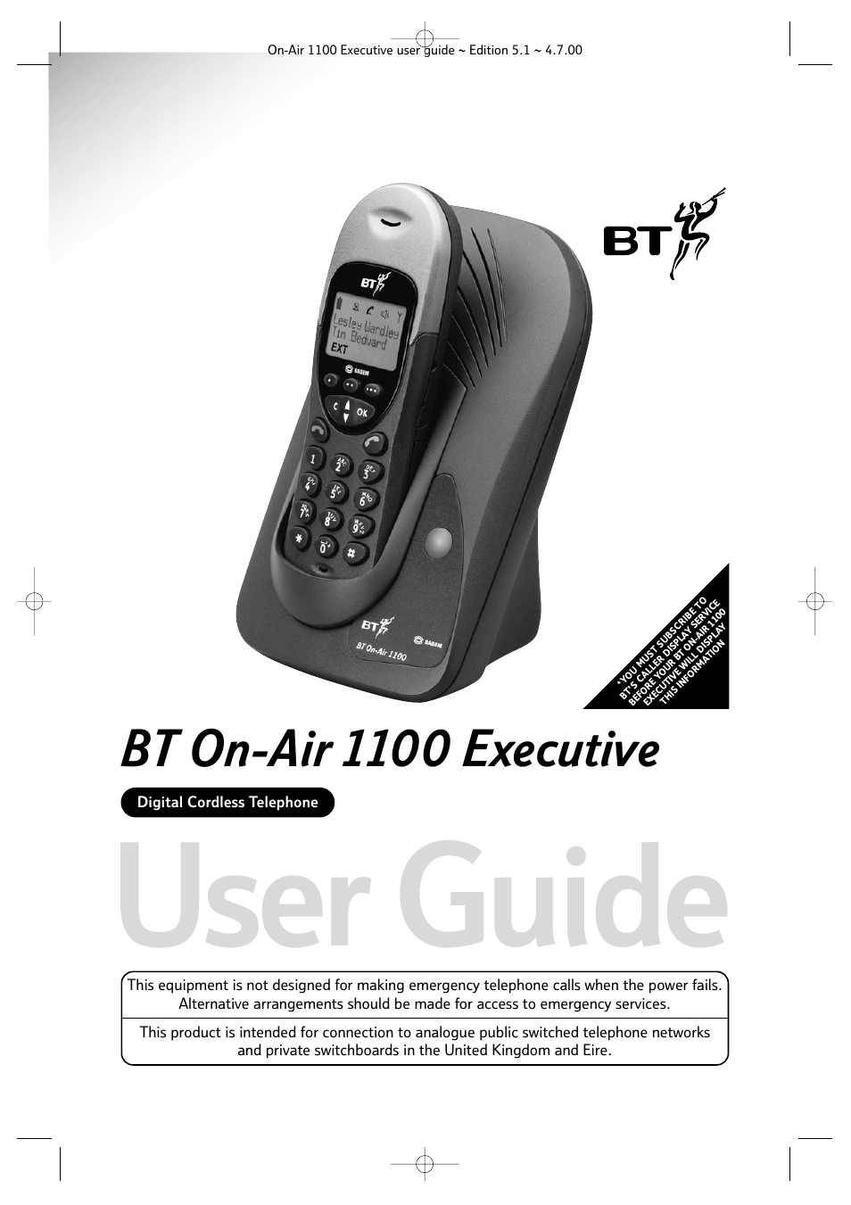 BT classic 1100 Executive User Manual | 30 pages