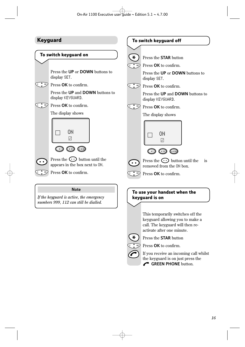 Keyguard | BT classic 1100 Executive User Manual | Page 16 / 30