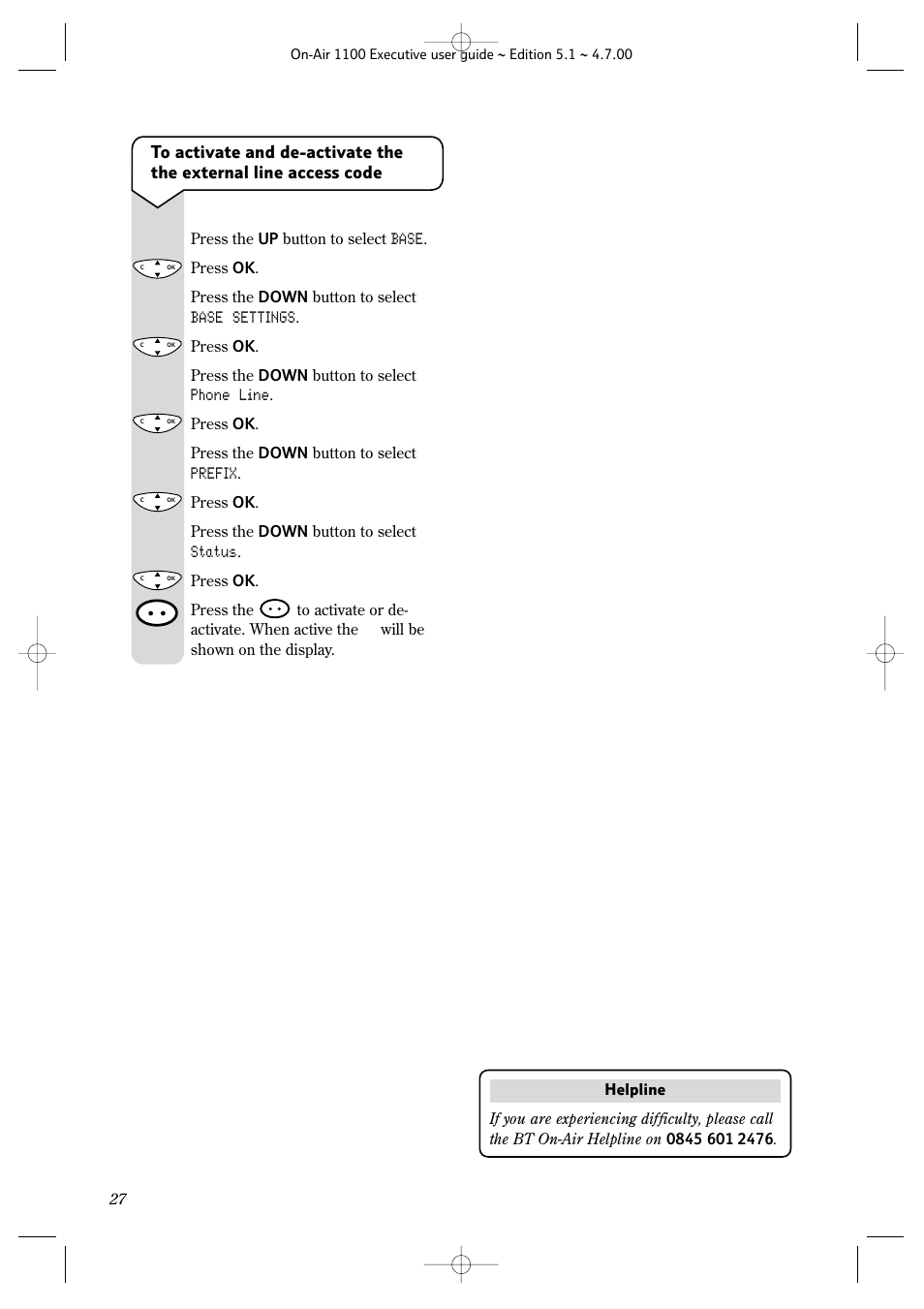 BT classic 1100 Executive User Manual | Page 27 / 30