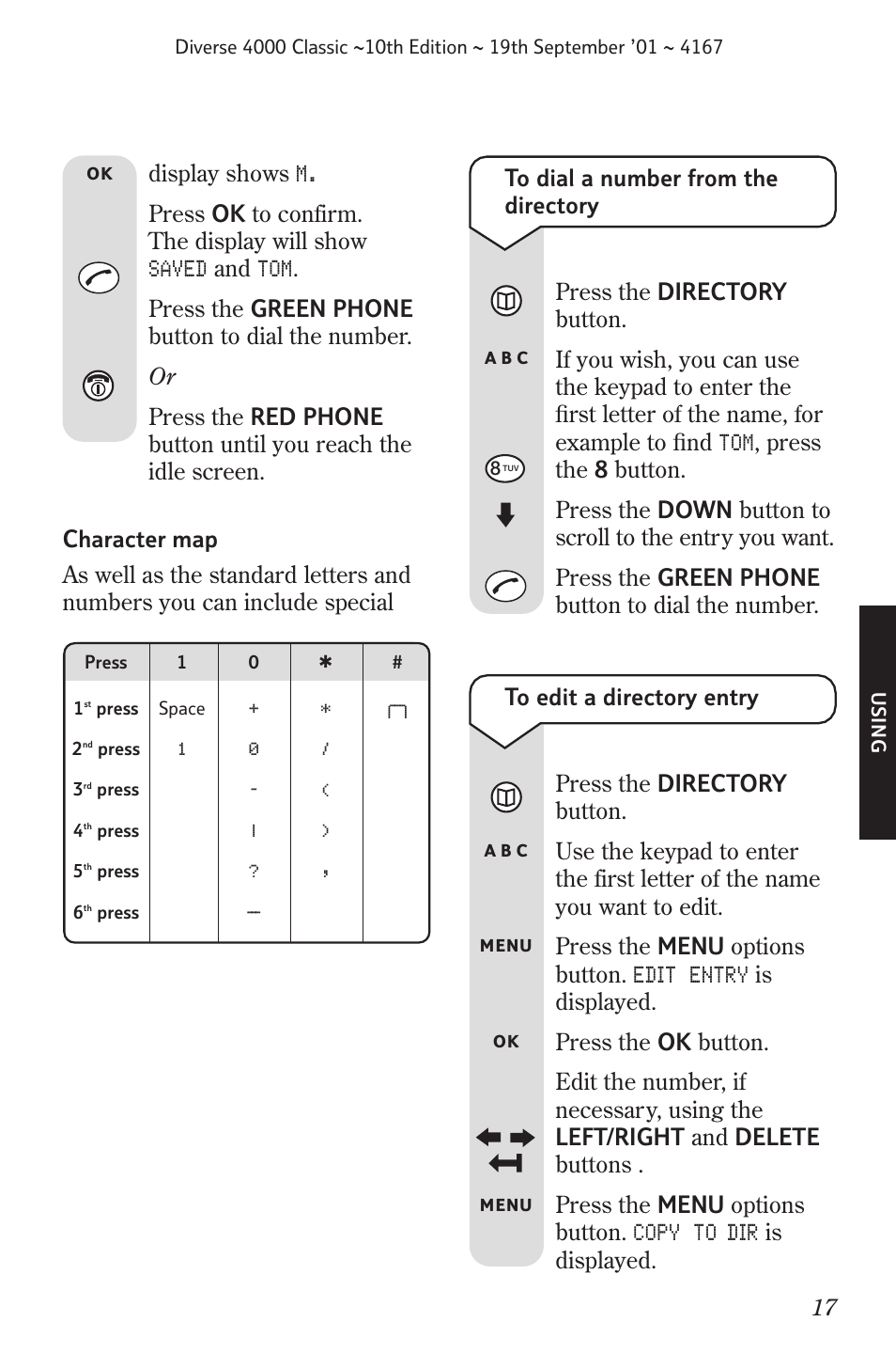 Name and number directory, Name and number directory 16 | BT 4000 Classic User Manual | Page 19 / 47